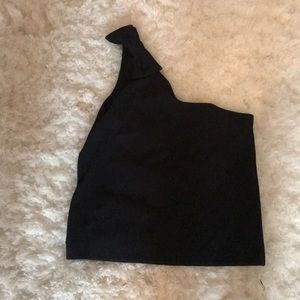 Black one shoulder with bow J.Crew top.